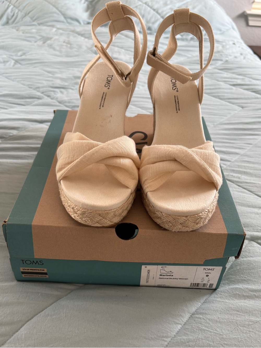 TOMS Women's cream Ankle-Strap Knot Front Sandals - Picture 2 of 3